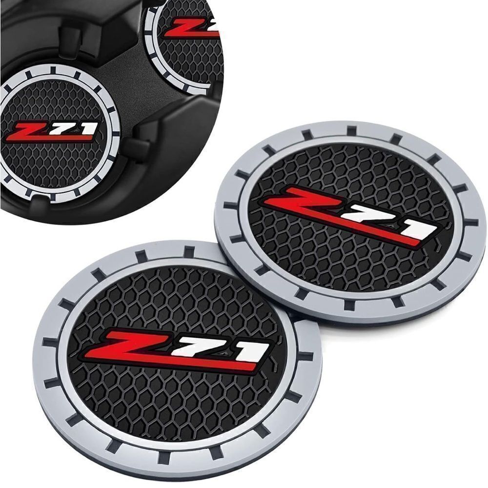 Z71 Car Cup Coasters in Black and Gray Set of 2 NWT